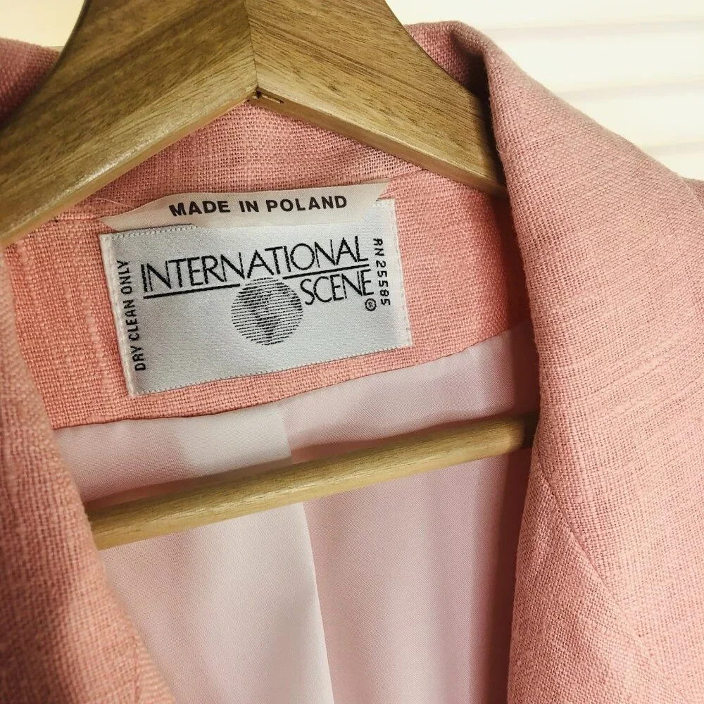 INTERNATIONAL SCENE Men 100% Linen Blazer XL Double Breasted Groom Wedding Guest